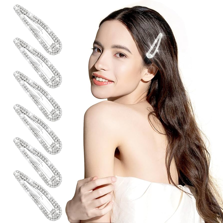 Amazon.com : 2.4 Inch Rhinestone Hair Clips, 6PCS Silver